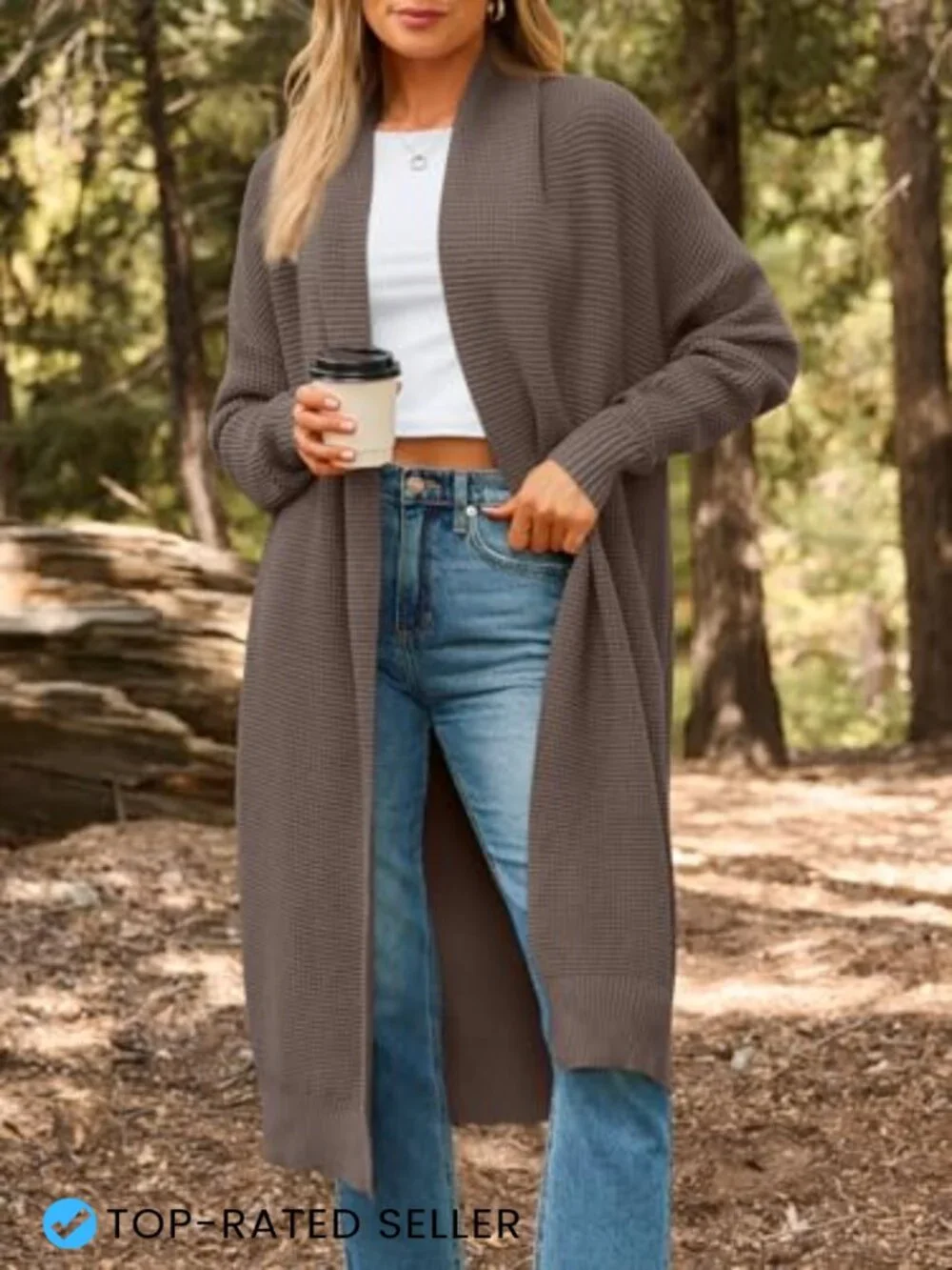 Oversized Long Cardigan Sweater Open Front Chunky Knit Winter Coat Elegant - Picture 2 of 7